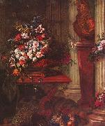Jorg Breu the Elder Vase mit Blumen und Bronzebuste Ludwigs XIV oil painting artist